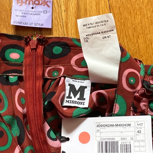 Missoni Silk Skirt Logo Scarf Print 42 Y2K Vintage XS Silk Chiffon Coquette New - Picture 13 of 16